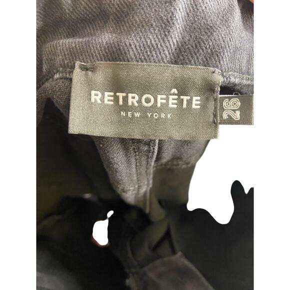 Retrofete Ripped Distressed Slim Jeans Mid Rise Raw Hem Streetwear Black Size 26 - Picture 8 of 8